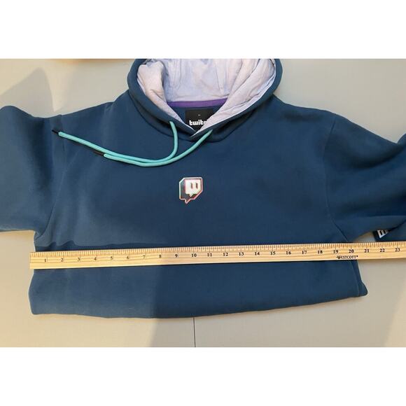 Twitch Mens M Blue Hoodie Unisex Pullover Cotton Sweatshirt Hooded NWOT - Picture 4 of 10